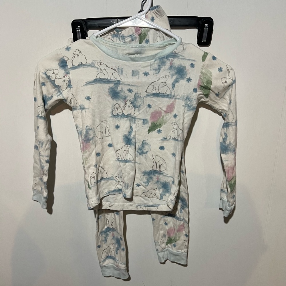 Burt's Bees Kids Pajama Set in Cream and Blue - Size 6
